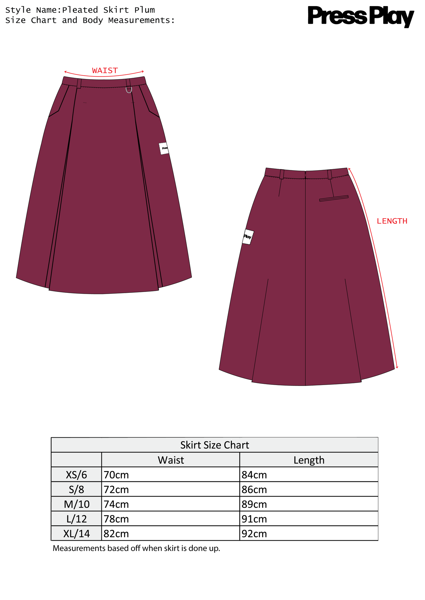 Pleated Skirt - Plum