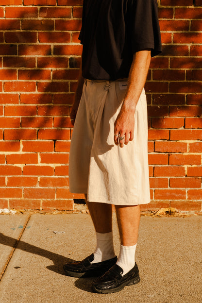 Pleated Shorts - Stone