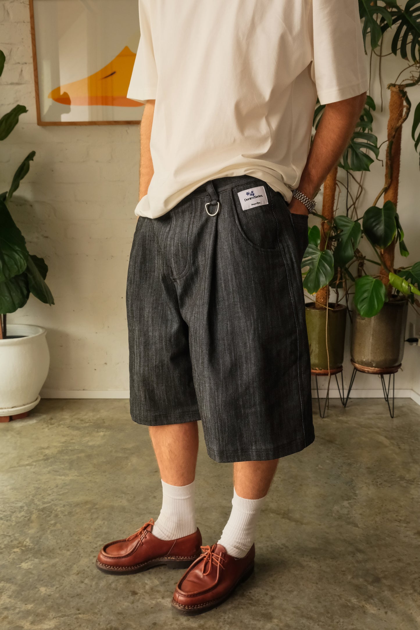 Pleated Shorts - Graphite Grey