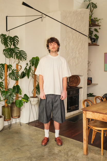 Pleated Shorts - Graphite Grey