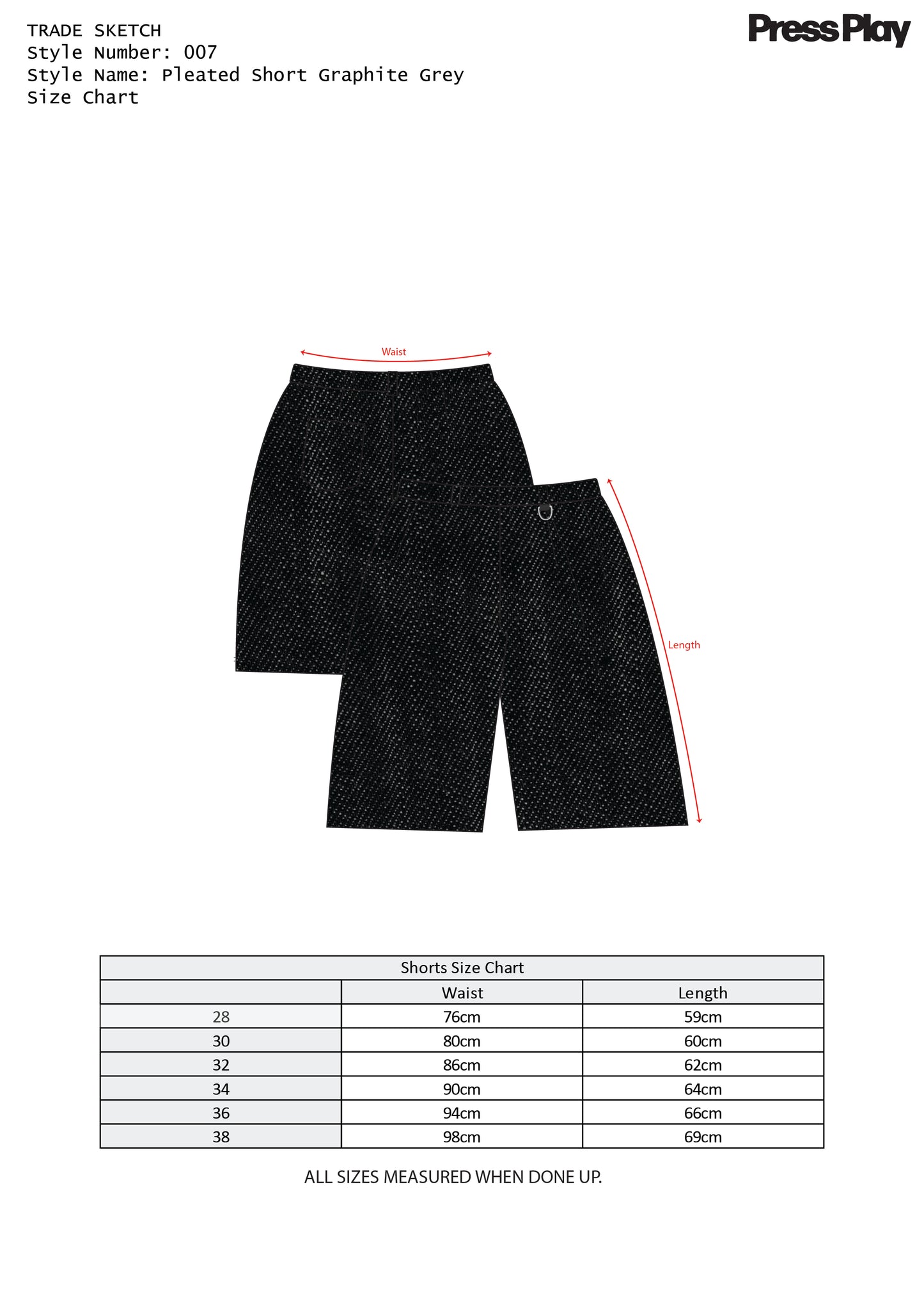 Pleated Shorts - Graphite Grey